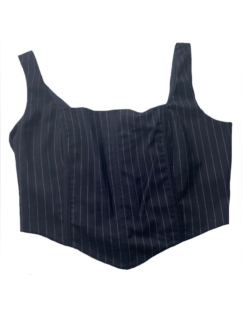 NEW Women's Size L Gianni Bini Lined Fit Navy Striped Zip Back Tank Crop Top $44 - Picture 1 of 8